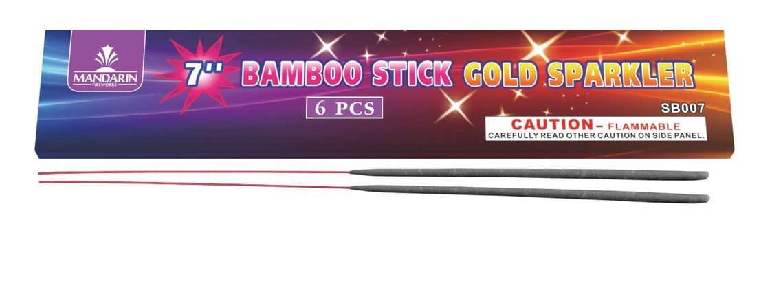 170mm Low Smoke Sparklers 7 Inch Bamboo Stick Gold Sparklers Fireworks