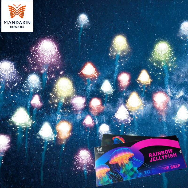 Chinese Liuyang Factory Wholesale Sky Shot Coloful Rainbow Jellyfish Fireworks Novelty Fireworks Skyshots Fireworks Pyrotechnics