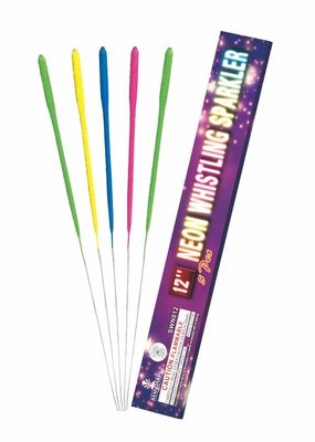 12 Inch Neon Whistling Firework Sparkler Colorful Cake Fountain Sparkler With Gold Effects